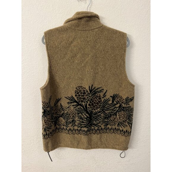 Bear Ridge Outfitters Pinecone Patterned Wool Blend Vest women size XL Made In U - Picture 2 of 7